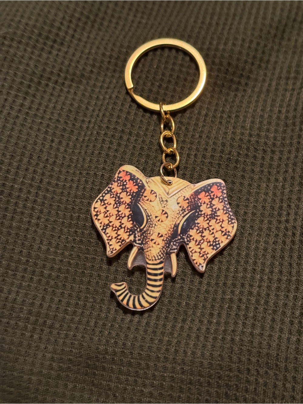 Gold Elephant Keychain